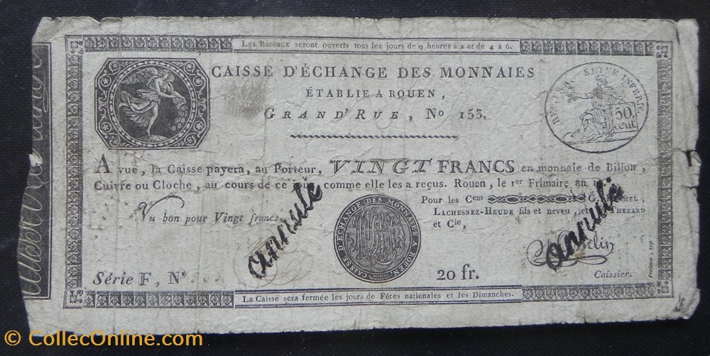 billets europe france caisse echange des monnaies rouen annule