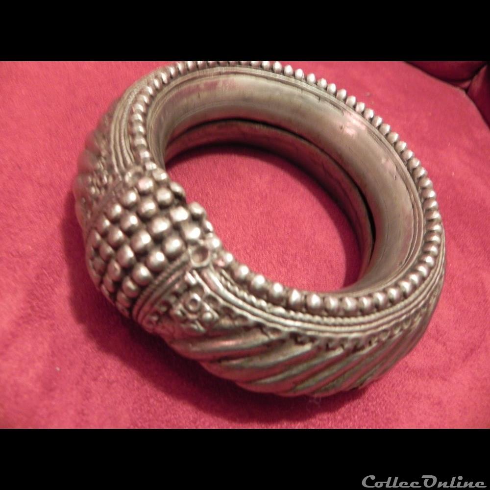 MANILLE de cheville ARGENT RADJASTHAN 5 monnaie primitive asie manille de cheville argent radjasthan