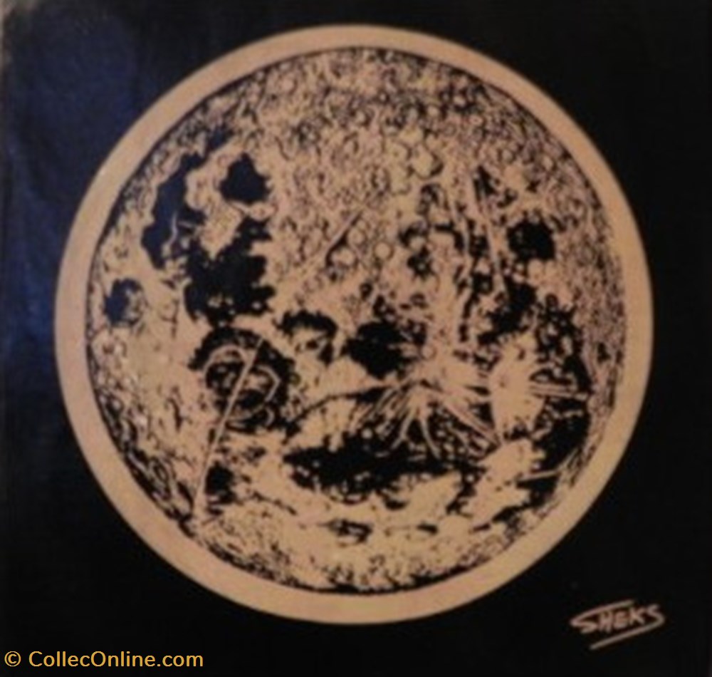 carte lunaire de Cassini XVII siècle peinture acrylique gravure laser . antiquites peintures dessins carte lunaire de cassini xvii siecle peinture acrylique gravure laser