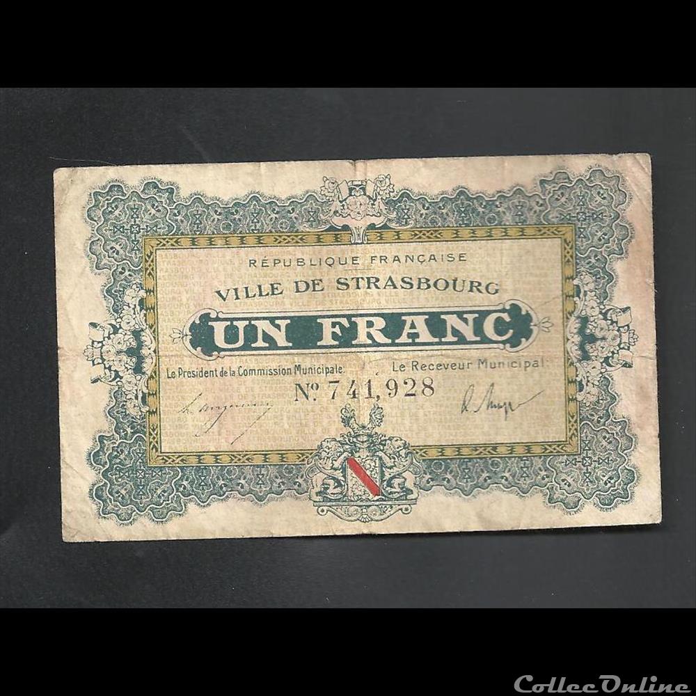 1 franc Strasbourg du 11 novembre 1918 au 31 décembre 1920 billet france diver 1 franc strasbourg du 11 novembre 1918 au 31 decembre 1920