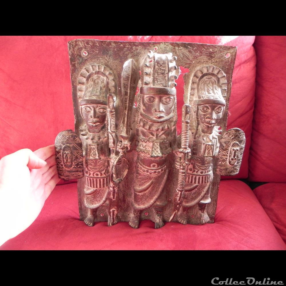 art antiquite africain statue plaque roi du benin et dignitaires