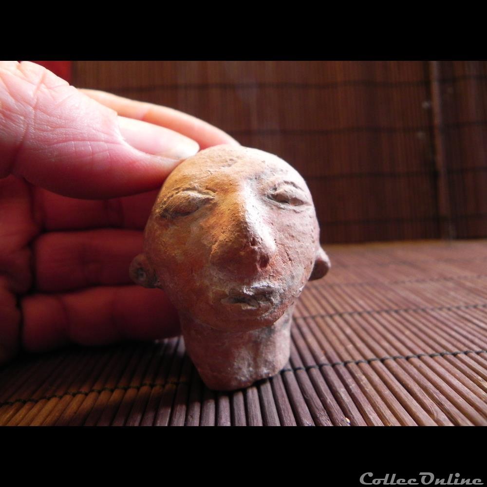 art antiquite archeologie amerique buste de personnage terre cuite