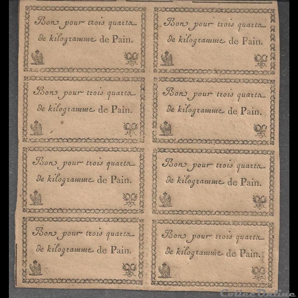 billet france diver planche de 8 bons pour 3 quarta de kilogramme de pain