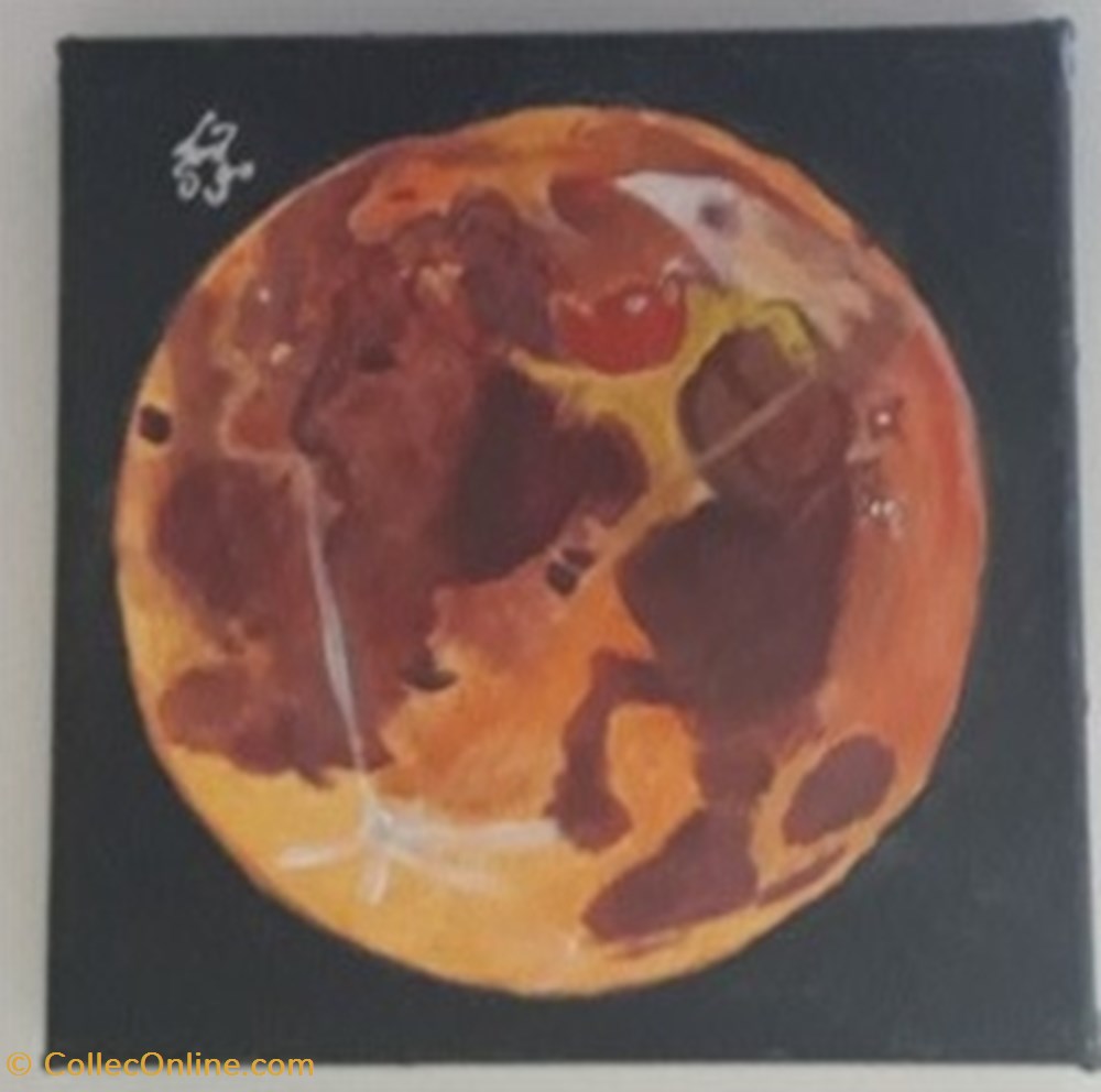art antiquites peintures dessins lune rousse peinture acrylique sur toile visages et animaux