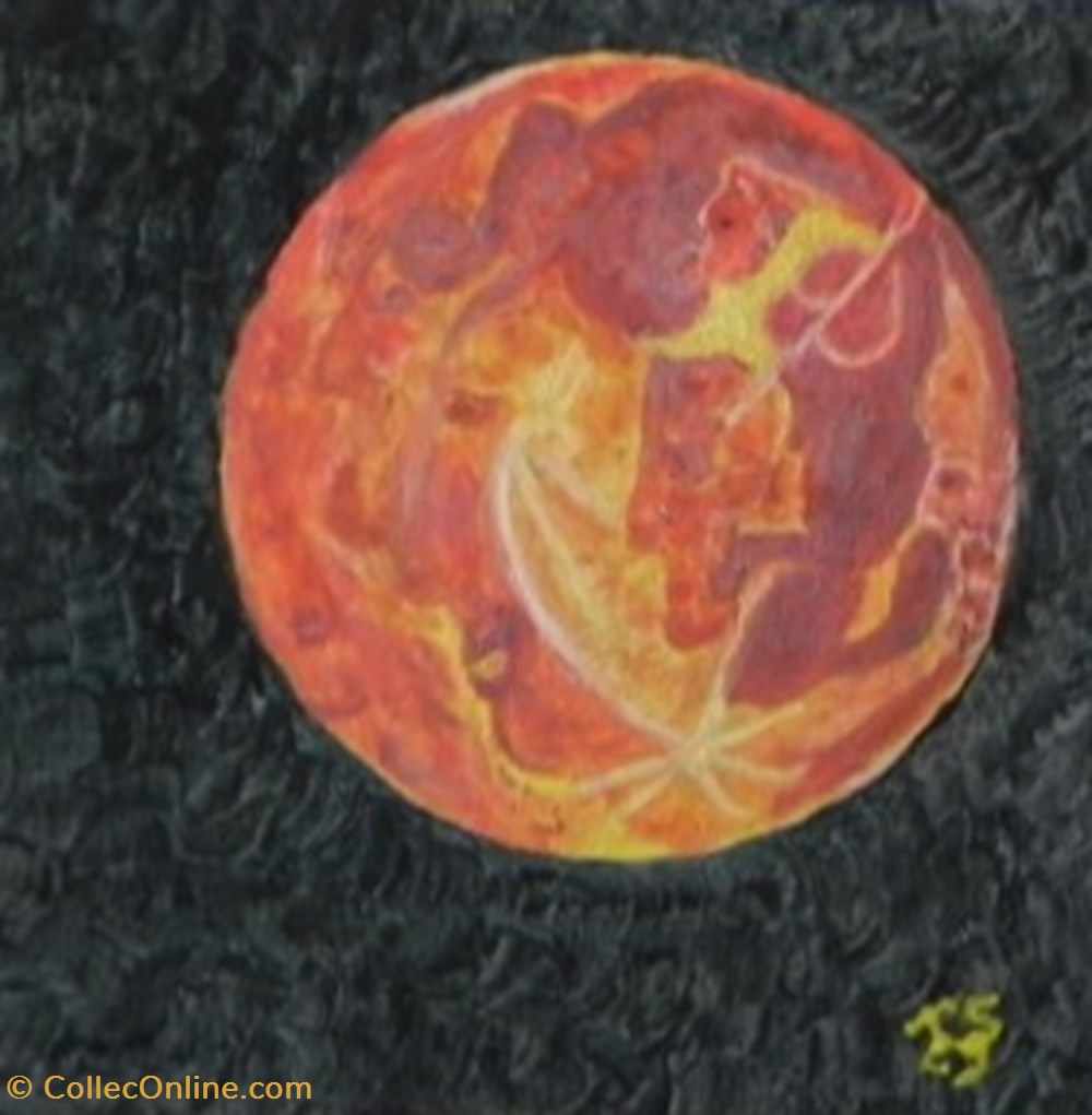 art antiquites peintures dessins lune rousse peinture acrylique sur toile 3 visages