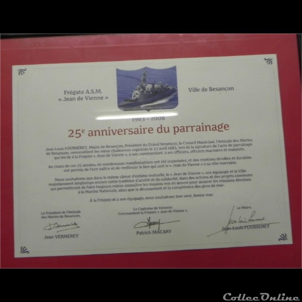 militarium bateaux parrainage de la ville de besancon a la fregate 25 eme anniversaire