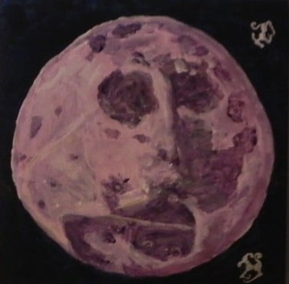 art antiquites peintures dessins lune bleue peinture acrylique sur toile visages et animaux