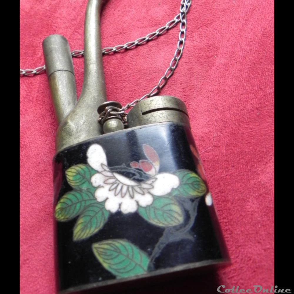 pipe à opium et eau en cloisonné émaillé art antiquite asiatique pipe a opium et eau en cloisonne emaille