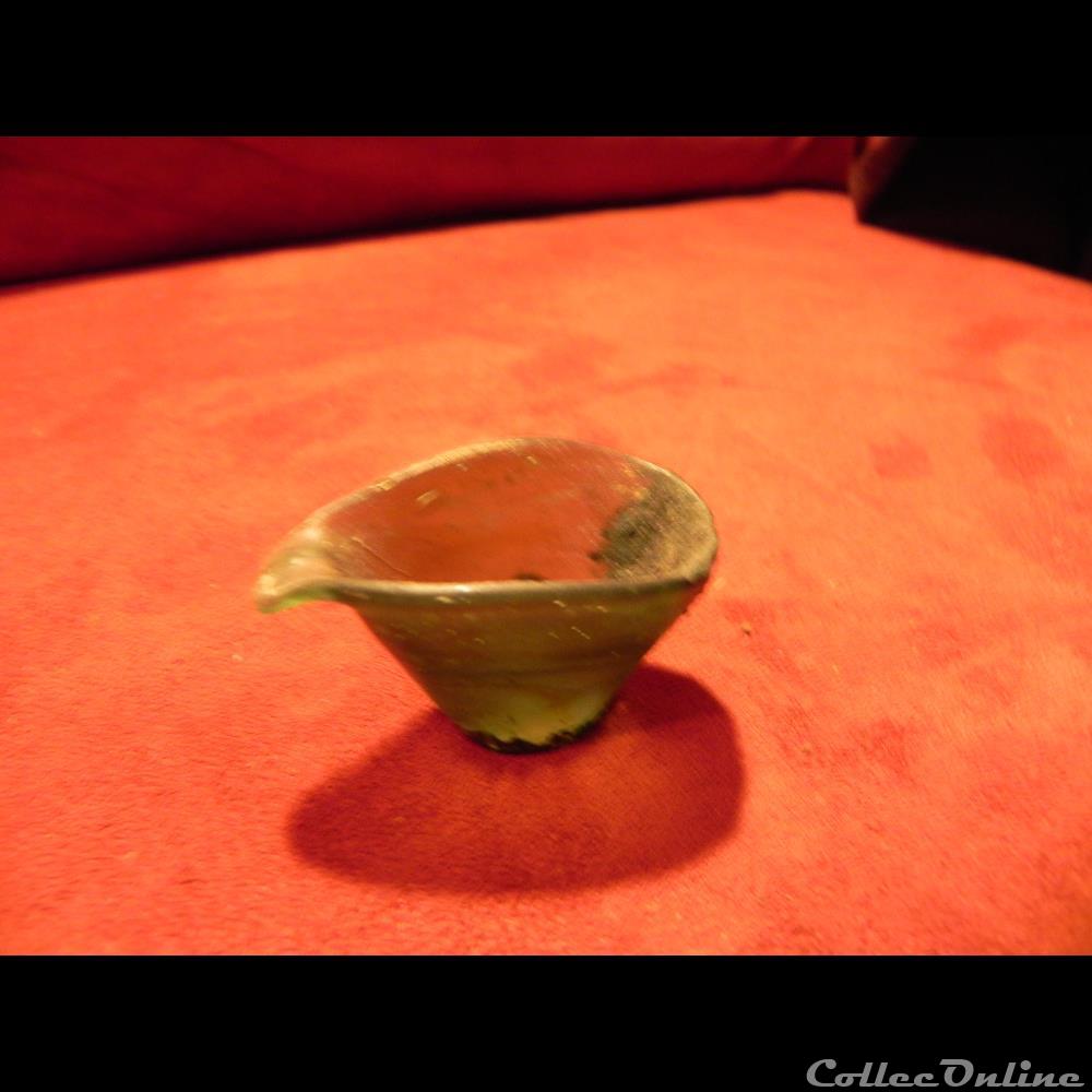 rince œil romain en verre vert irisé 3 art antiquite archeologie europe rince il romain en verre vert irise