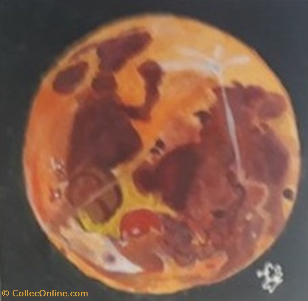 art antiquites peintures dessins lune rousse peinture acrylique sur toile visages et animaux