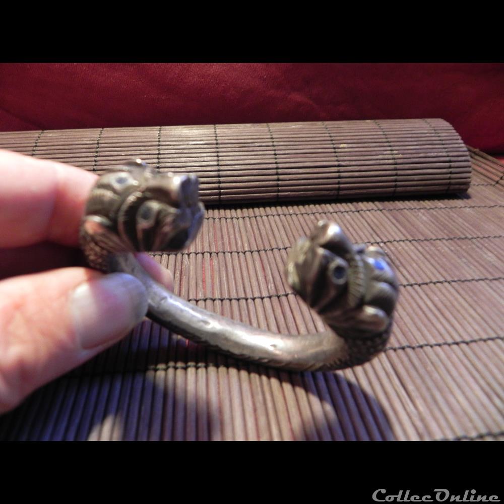 BRACELET -MANILLE ARGENT RADJASTAN 3 monnaie primitive asie bracelet manille argent radjastan