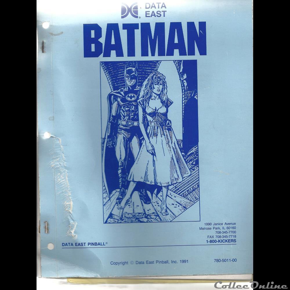 jeux jouet de bar arcade mandat territoriaux manuel flipper data east batman pinball 1991 en anglais