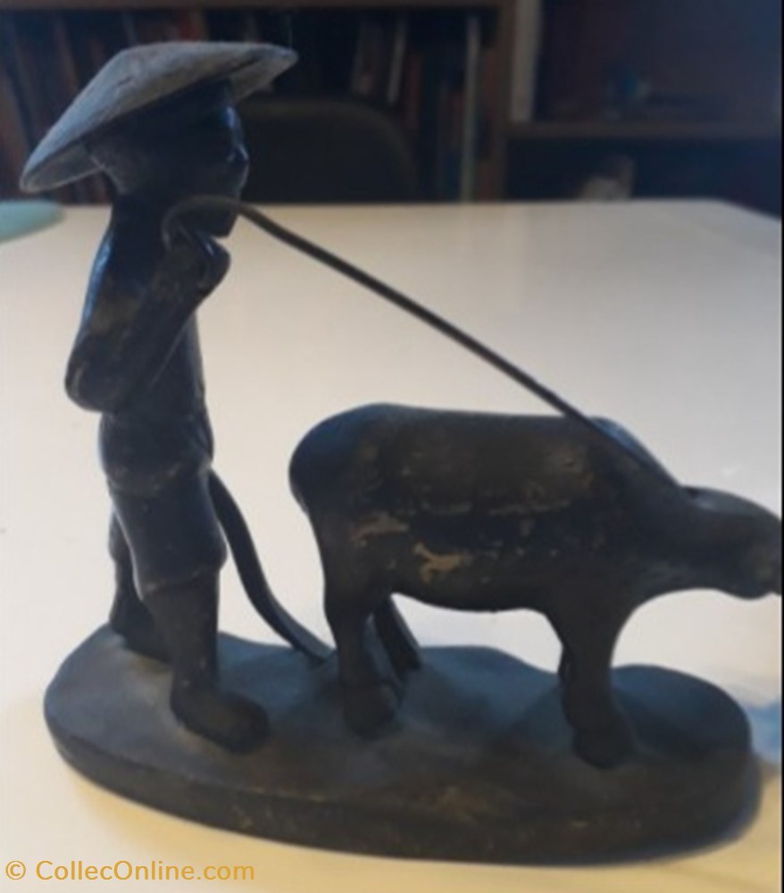art antiquite asiatique paysan et son bufle indo bronze