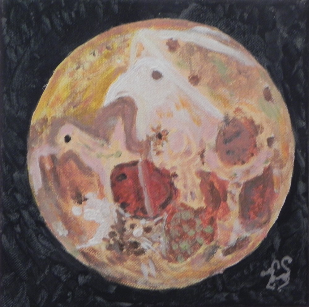 lune peinture acrylique sur toile : visages et animaux . 3 art antiquites peintures dessins lune peinture acrylique sur toile visages et animaux