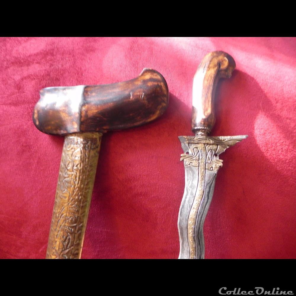 ancien couteau kriss damassé 4 militarium arme blanch mandat territoriaux ancien couteau kriss damasse