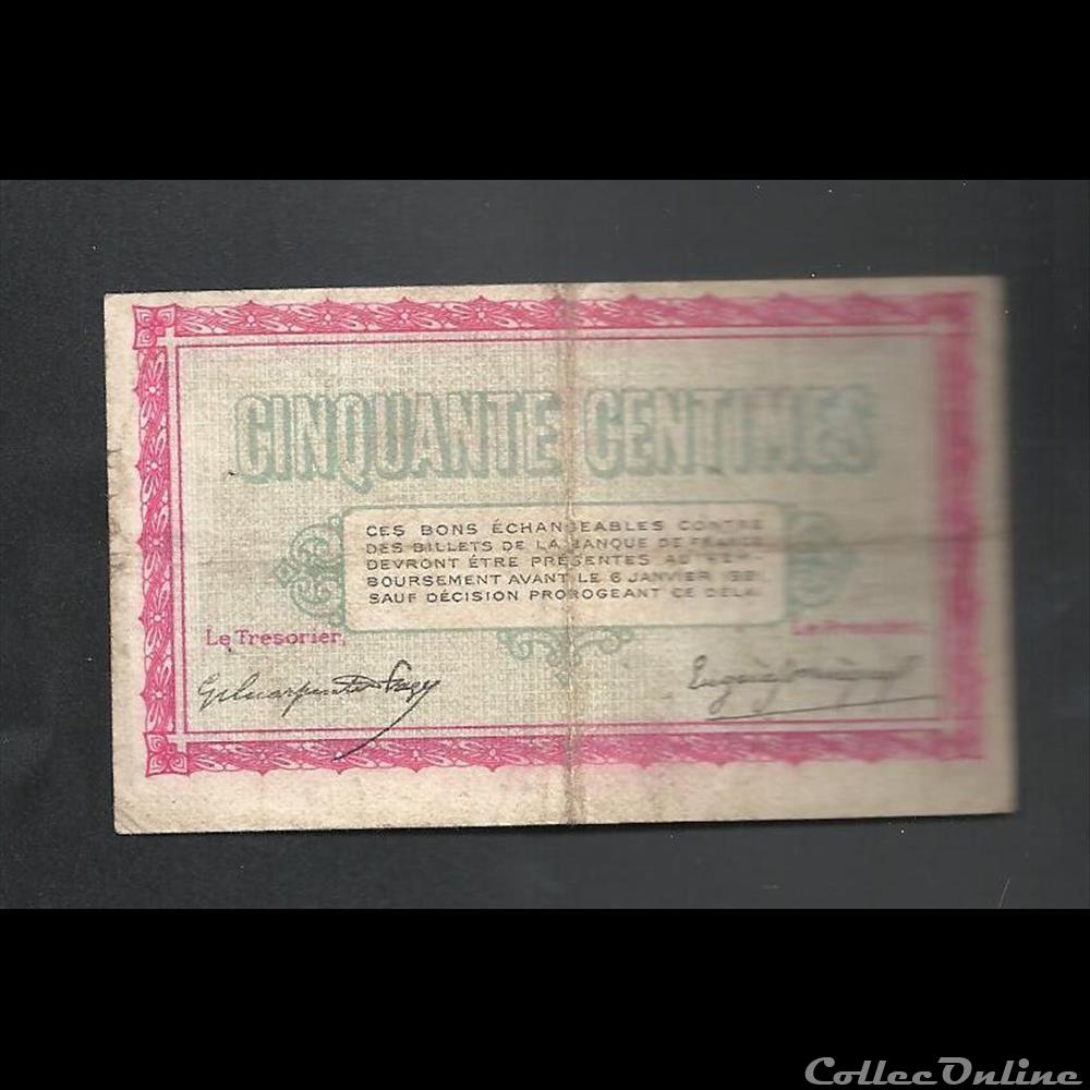 billet france diver 50 centimes belfort chambre de commerce