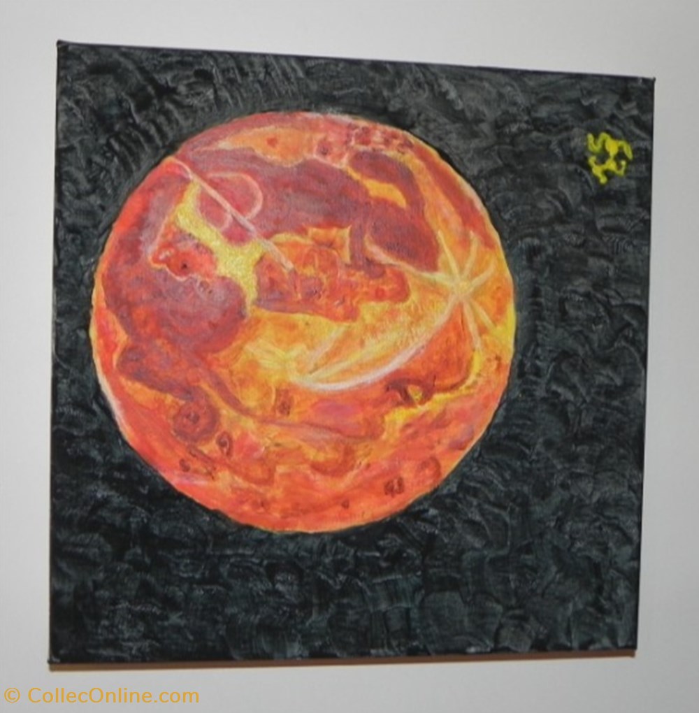 art antiquites peintures dessins lune rousse peinture acrylique sur toile 3 visages