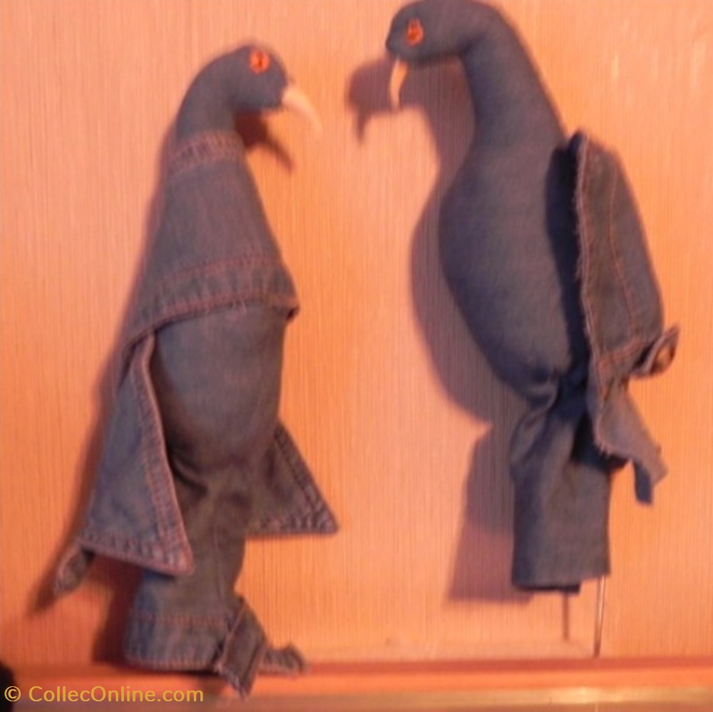 art antiquites sculptures tissus sculpture zoomorphe couple oiseaux en tissu