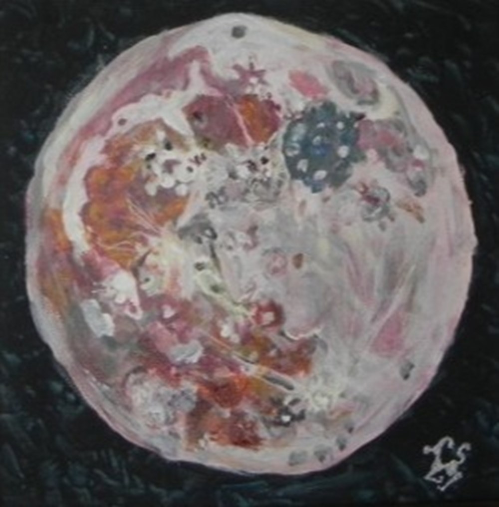 lune peinture acrylique sur toile : visages et animaux . art antiquites peintures dessins lune peinture acrylique sur toile visages et animaux