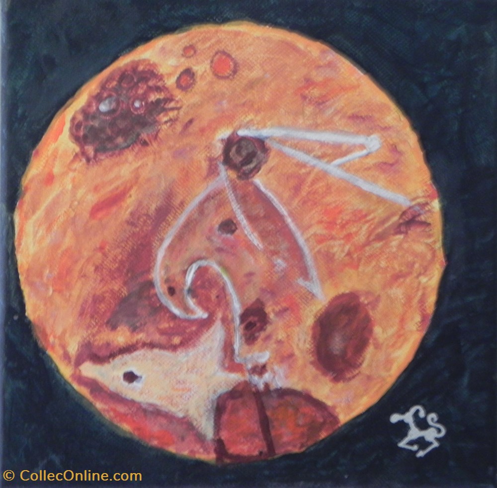 la lune rousse aigle et dauphin peinture acrylique sur toile : visage et animaux . art antiquites peintures dessins la lune rousse aigle et dauphin peinture acrylique sur toile visage et animaux