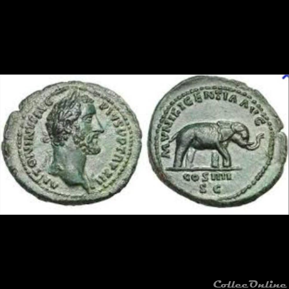 Antoninus Pius AS éléphan COSIIII 4 monnaie antique romaine antoninus pius as elephan cosiiii