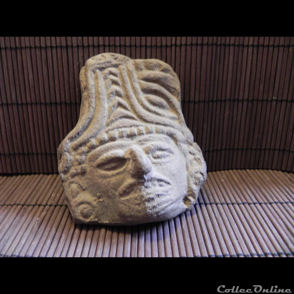 art antiquite archeologie amerique tete de personnage terre cuite