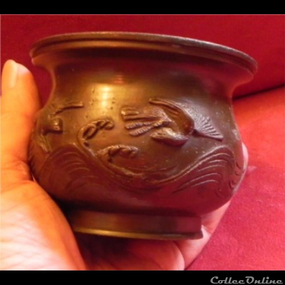 BRONZE petit vase cratère 4 art antiquite asiatique yorouba bronze petit vase cratere