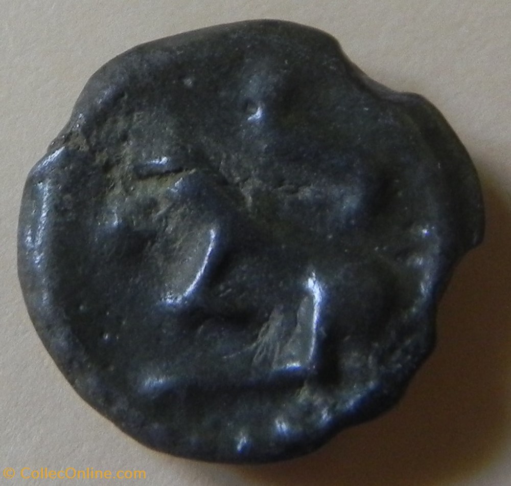 monnaies antiques celtes potin turons a la tete diabolique monnaie inspiration lunaire