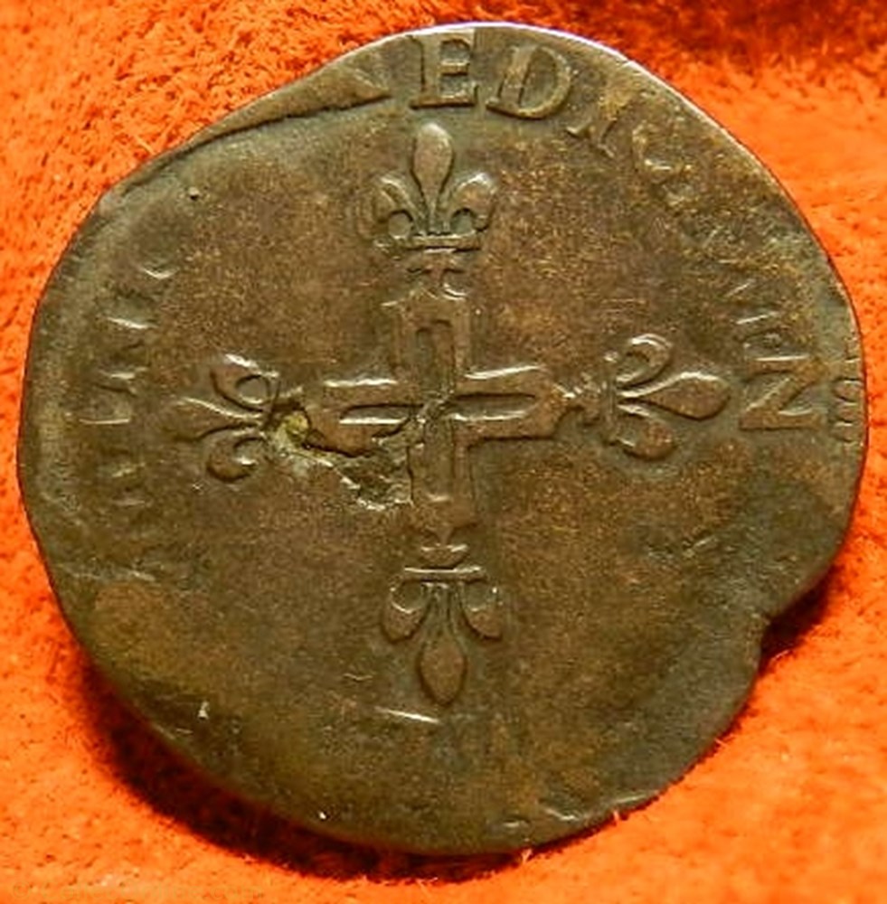 HENRI III Double sol parisis 1588 Lyon •D• monnaie france royale henri iii double sol parisis 1588 lyon d