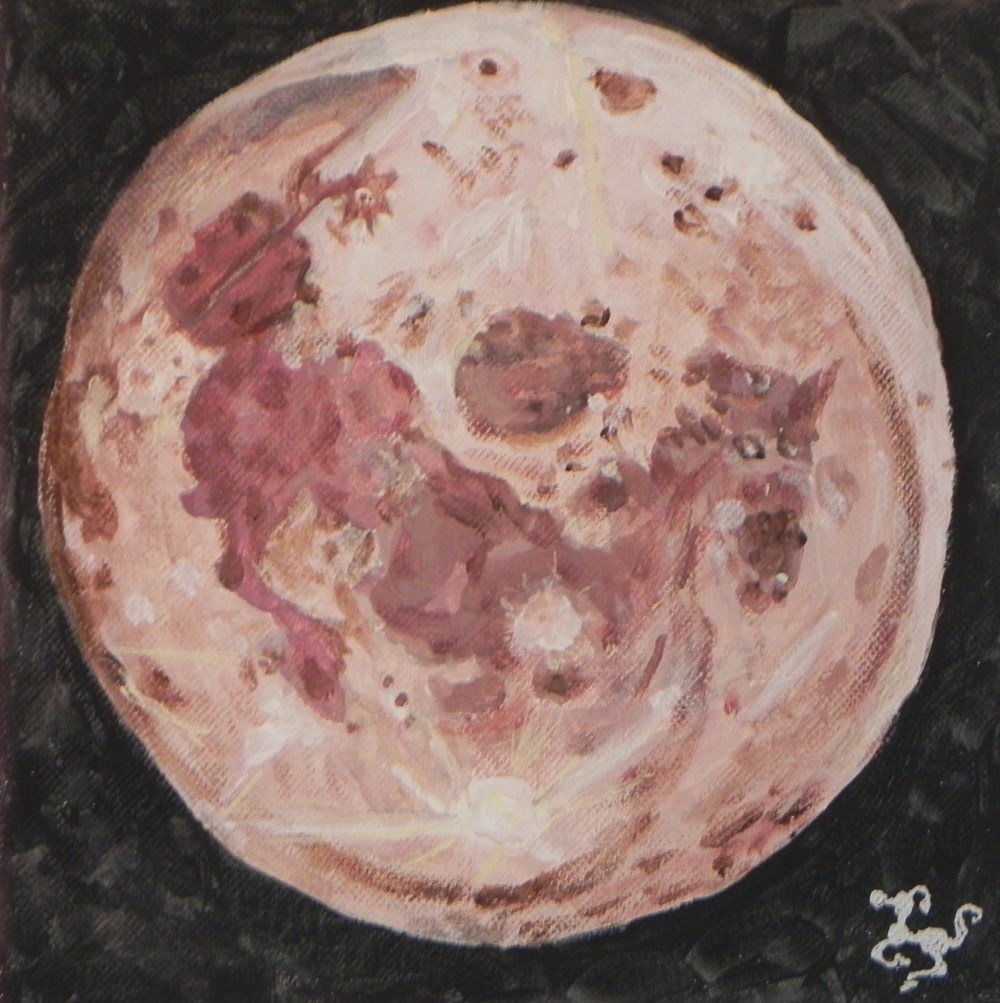 cheval lunaire galopant à droite (vue lunaire peinture acrylique) art antiquites peintures dessins cheval lunaire galopant a droite vue lunaire peinture acrylique
