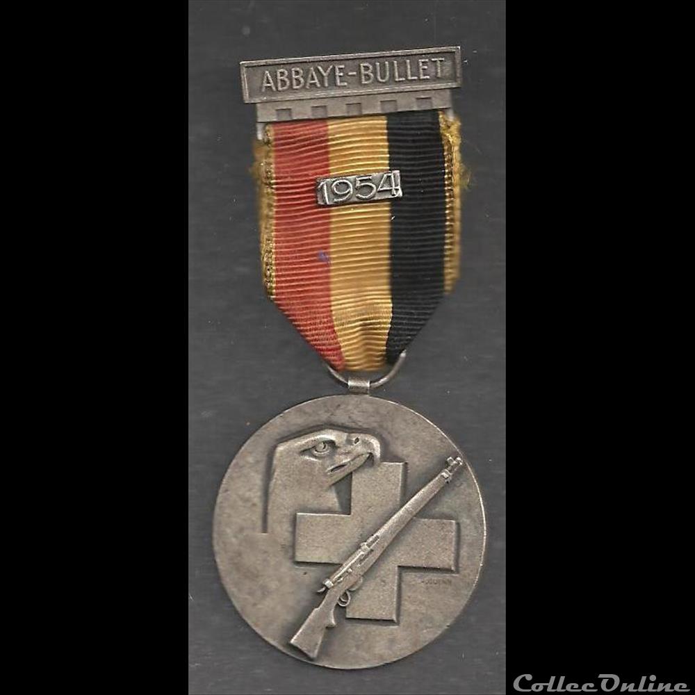 abbaye BULLET 1954 médaille de tir Suisse mandat territoriaux abbaye bullet 1954 medaille de tir suisse