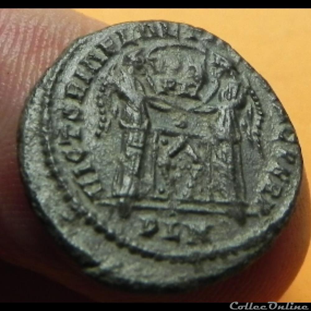 constantin I VICTORIAE LAETAE PRINC PERP/ VOT nummus PLN (D)LN monnaie antique romaine constantin i victoriae laetae princ perp vot nummus pln d ln