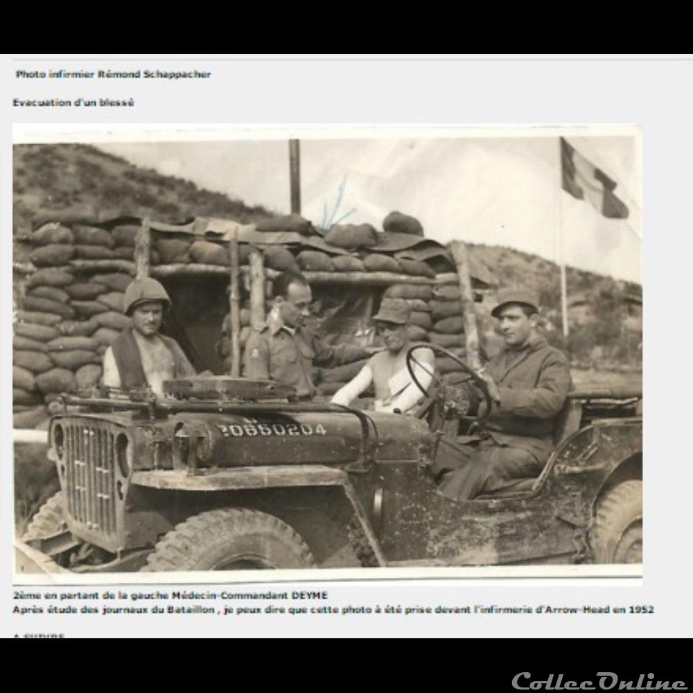 évacuation d'un blessé soigné par le commandant DYEME / jeep photographie poid opium europe evacuation un blesse soigne par le commandant dyeme jeep