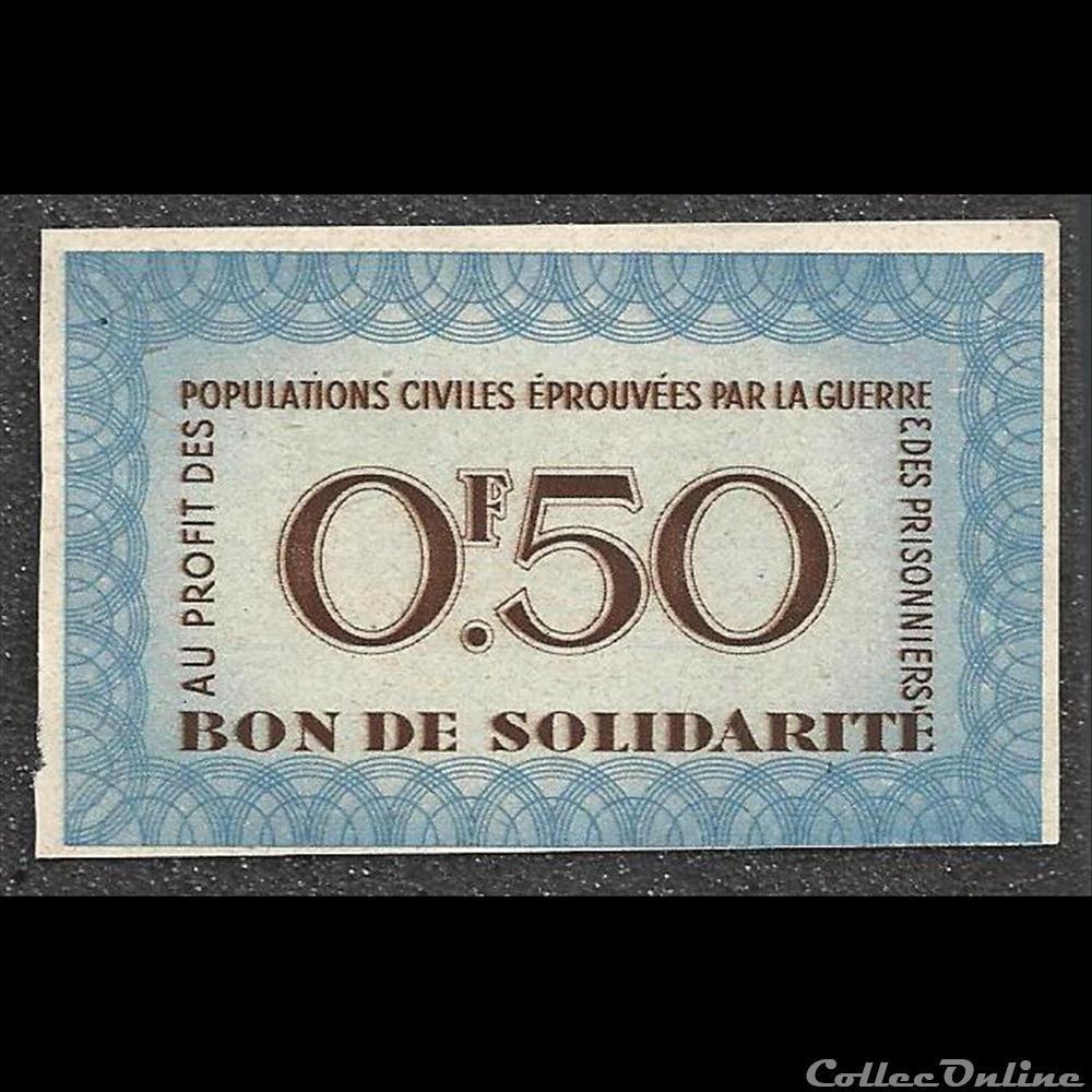 bon de solidarité 0.50 francs billet france diver bon de solidarite 0 50 francs