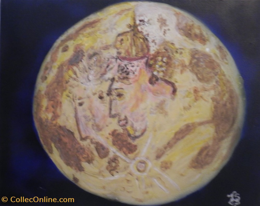 art antiquites peintures dessins lune peinture acrylique sur toile visages et animaux