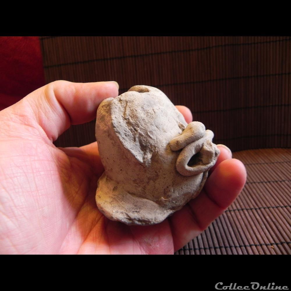 art antiquite archeologie amerique tete terre cuite
