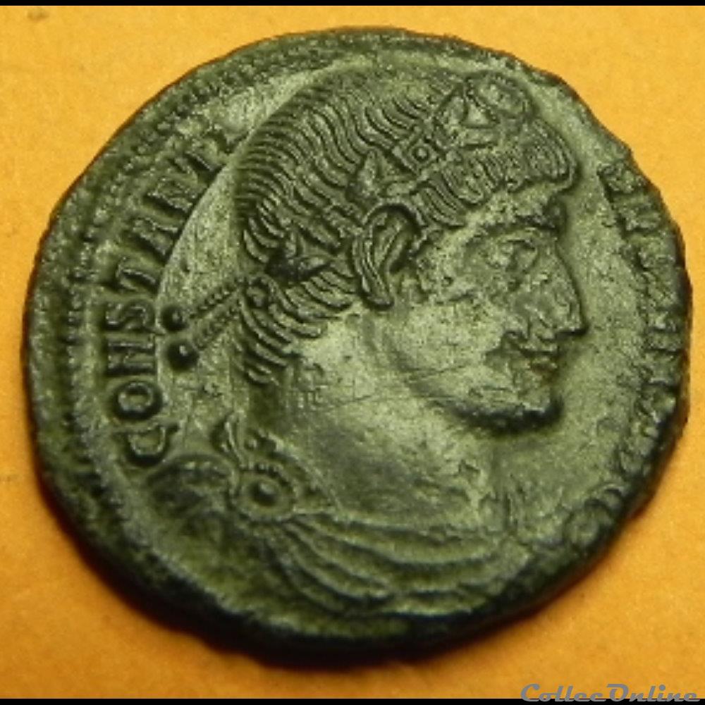 CONSTANTIN I GLORIA EXERC-ITVS nummus ASIS monnaie antique av jc ap romaine constantin i gloria exerc itvs nummus asis