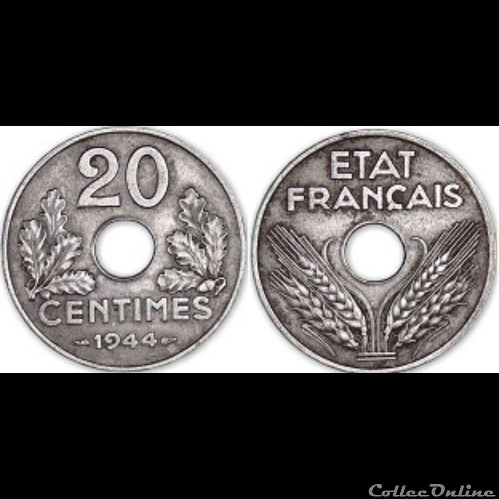 20 centimes 1944 Etat français monnaie france moderne 20 centimes 1944 etat francais