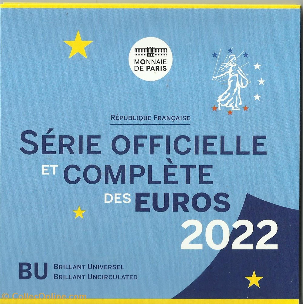 monnaies euros france 2022 coffret brillant universel annuel en uro