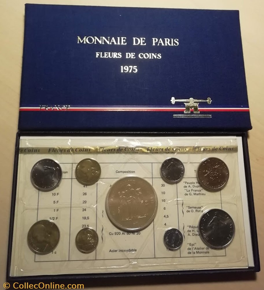 1975 - Coffret FDC en franc de la Monnaie de Paris monnaies monde france 1975 coffret fdc en franc de la monnaie de paris