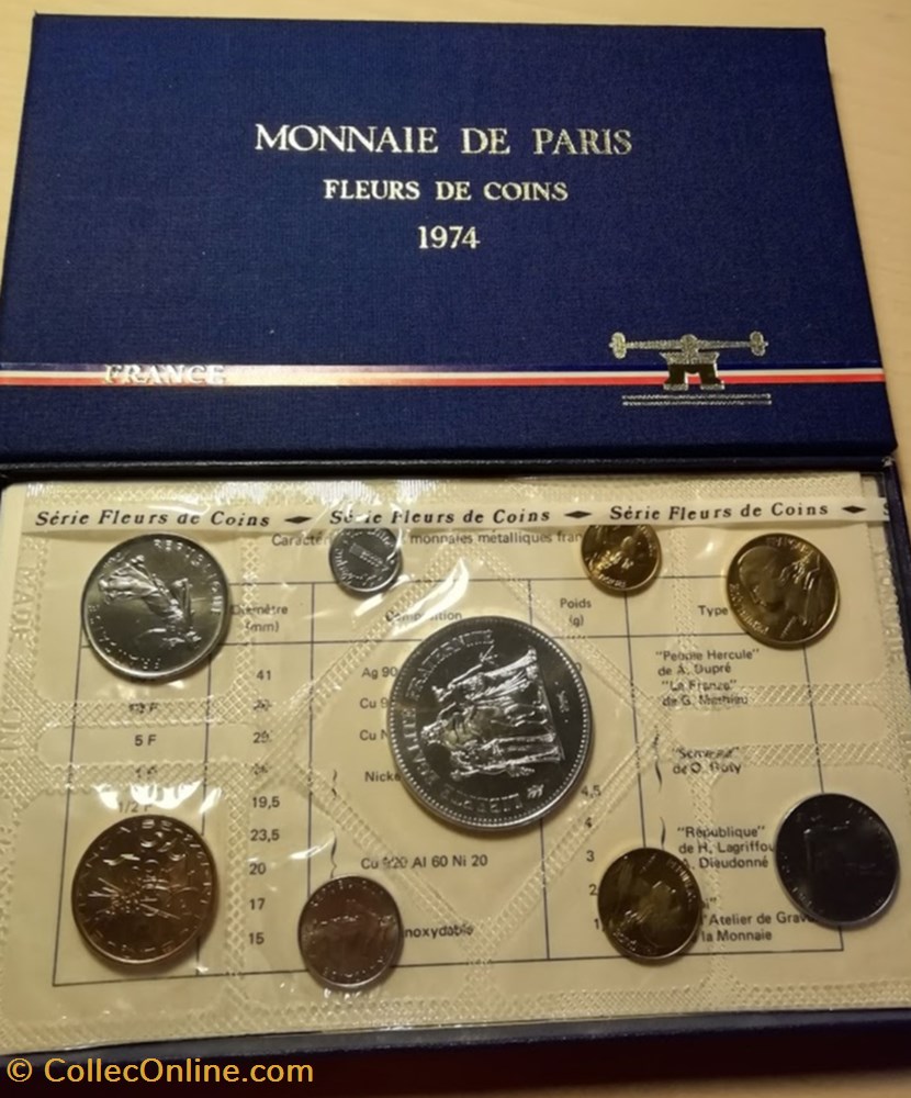 1974 - Coffret FDC en franc de la Monnaie de Paris monnaies monde france 1974 coffret fdc en franc de la monnaie de paris