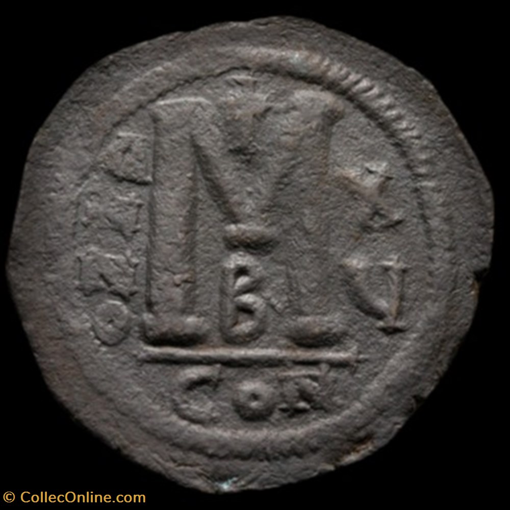 Follis - Justinian I, 541/542 monnaies byzantines empire d anastase maurice tibere follis justinian i 541 542