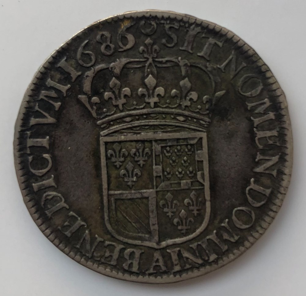 Demi-écu de Flandre 1685 - 1689 monnaies europe medievale france royales demi ecu de flandre 1685 1689