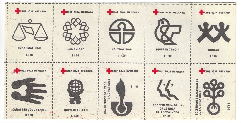 arte y antiguedades sellos estampillas colecta nacional cruz roja mexicana principios de la institucion