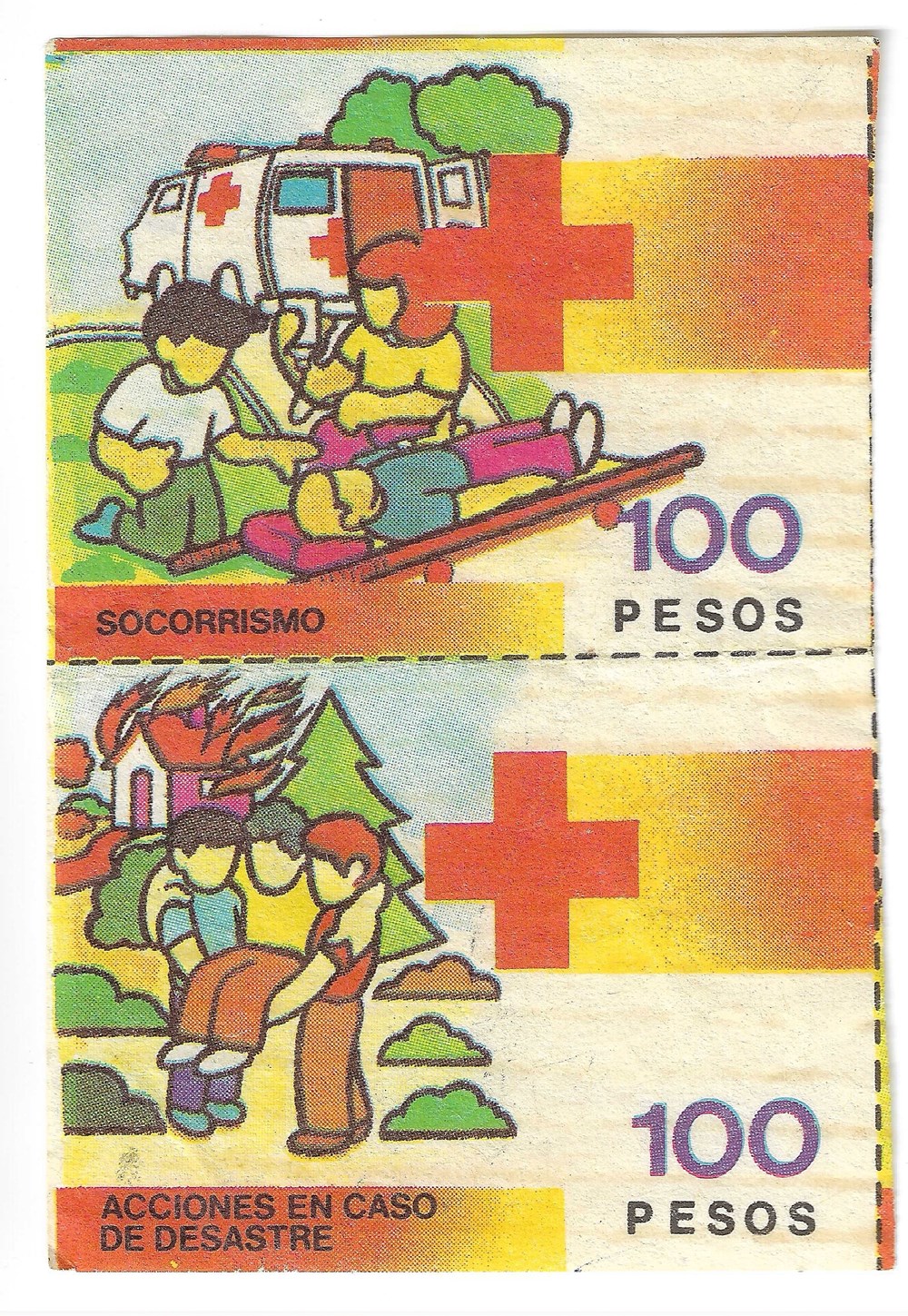 arte y antiguedades sellos estampillas colecta nacional cruz roja mexicana 100 pesos