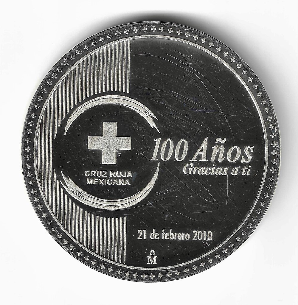 articulos publicitarios onza de plata 100 anos de cruz roja mexicana