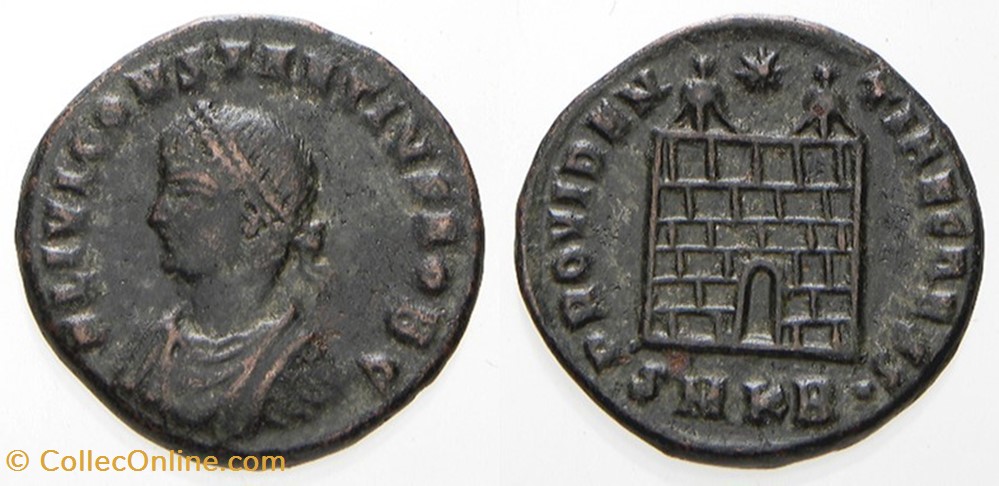 CONSTANTIUS II AE3 RIC VII 38,B, Campgate coin ancient to roman republicain imperial constantius ii ae3 ric vii 38 b campgate