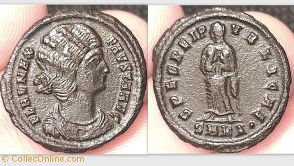 FAUSTA AE3, RIC 40, Spes coin ancient b to roman republicain imperial fausta ae3 ric 40 spes