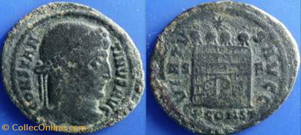 CONSTANTINE I AE3 Follis RIC VII 321, Campgate coin ancient b to roman republicain imperial constantine i ae3 follis ric vii 321 campgate