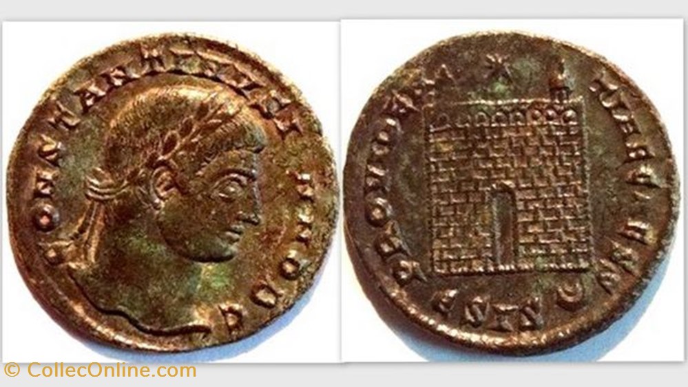 CONSTANTINE II AE3 Follis RIC VII 216, Campgate coin ancient b to roman republicain imperial constantine ii ae3 follis ric vii 216 campgate